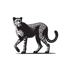 Roaming Rhythms: Cheetah Silhouette Series Evoking the Rhythmic Grace of the African Plains - Cheetah Illustration - Cheetah Vector
