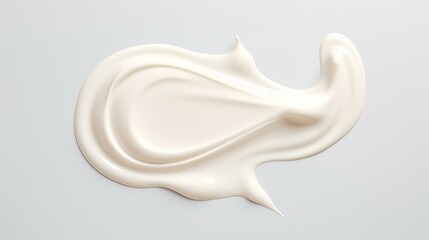 A white creamy foam background is adorned with glossy paint droplets.