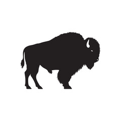 Wilderness Wonders: Bison Animal Silhouette Series Capturing the Untamed Spirit of the American Plains - Bison Silhouette - Bison Vector
