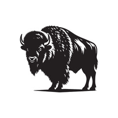 Dynamic Bison Impressions: A Display of Energetic Bison Silhouettes Conveying Strength and Vitality - Bison Silhouette - Bison Illustration - Bison Vector