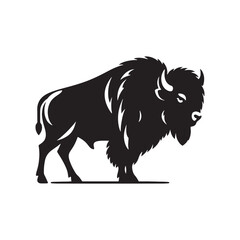 Silhouetted Giants: Bison Silhouette Series Illustrating the Stature and Dominance of These Resilient Beasts - Bison Illustration - Bison Vector