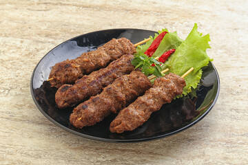 Beef kebab skewer minced meat