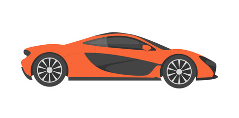 Trendy Orange Sports Car Vector Illustration.	
