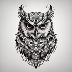 Owl tattoo isolated on a white background