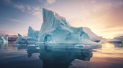 An aerial view of a gigantic iceberg in disko bay, greenland.