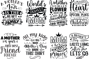 Fotobehang Funny Mother's Day Quotes Lettering Bundle. EPS-10 © hasan