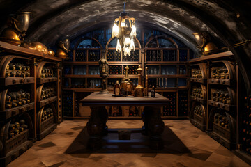 Obraz premium Wine Cellar with Rare and Vintage Bottles
