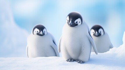 Emperor penguin chicks are found on the ice of antarctica.