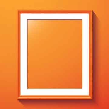 Flat image of a photo frame on an orange background. Simple vector image of a photo frame. Digital illustration