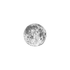 Moon icon hand drawn isolated on white background