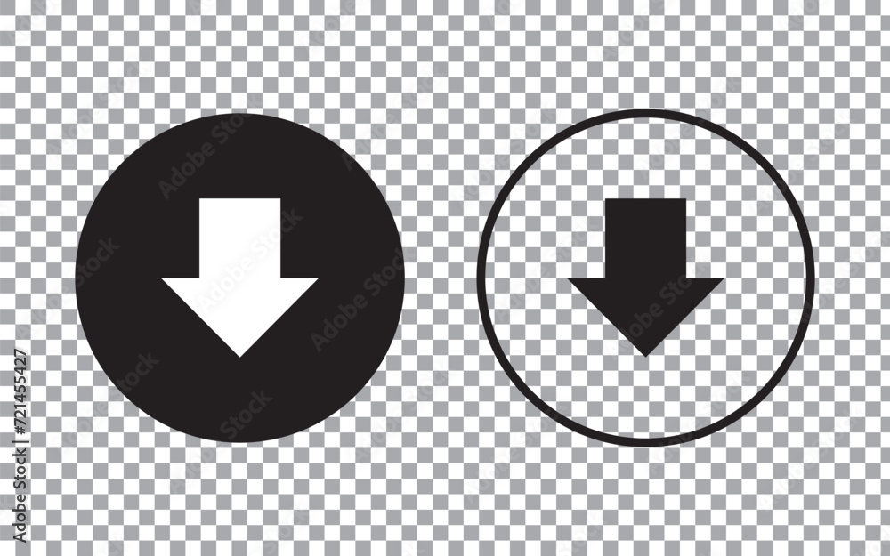 Poster arrow down vector icon. this rounded flat symbol with black on a transparent background.