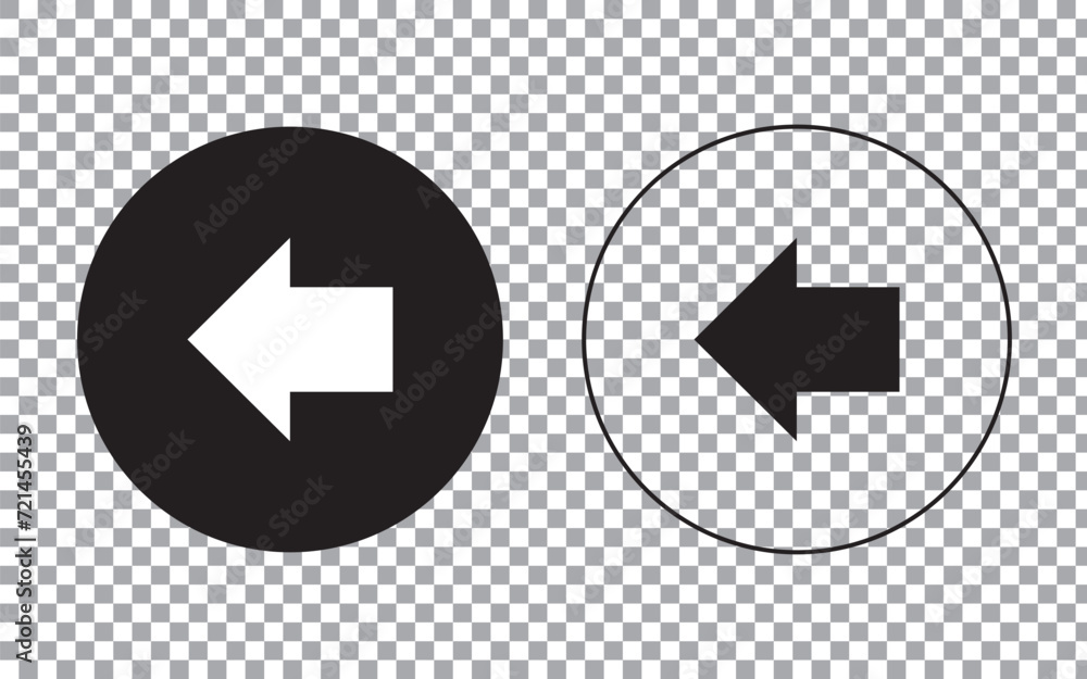 Poster arrow left direction vector icon. this rounded flat symbol with black on a transparent background.