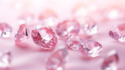 Pink crystal diamonds set against a pink and white background.
