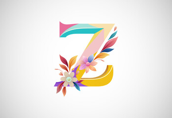 Obraz premium Floral alphabet Z. Logo for wedding invitations, greeting card, birthday, logo, poster other ideas