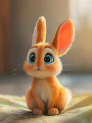 A cuddly domestic bunny relaxes on a soft blanket, surrounded by toys and the comforts of indoor life