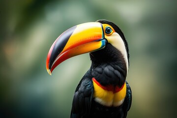 Naklejka premium toucan on a green background