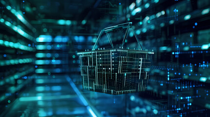 A digital shopping basket with digital data in a digital environment