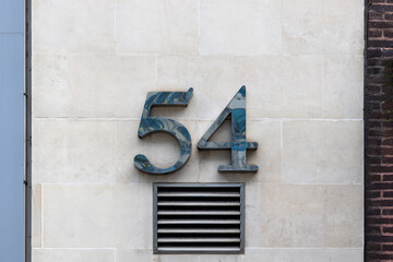 54 London building number, fifty-four symbol