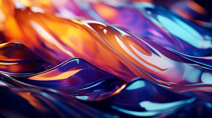 Abstract Fluid Art in Blue and Purple Hues created with Generative AI technology