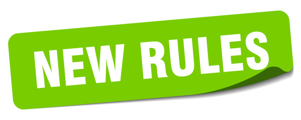 new rules sticker. new rules label