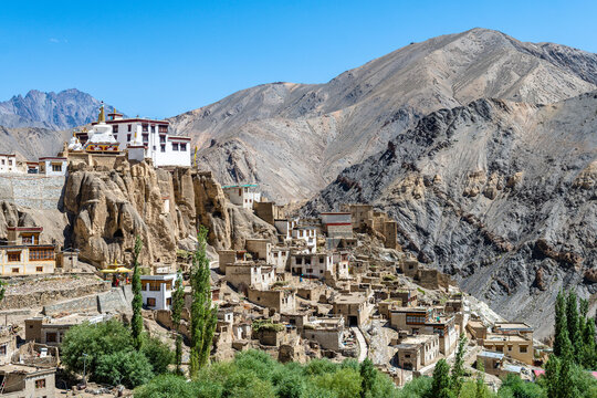 views of lamayuru village in leh ladakh district, india