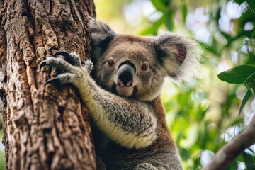 Obraz premium Low angle view of koala on tree 