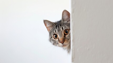 American shorthair cat peeking