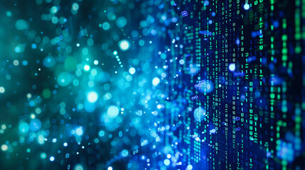 Futuristic technology and abstract science concept, blue digital network background with light and speed, modern cyber connectivity