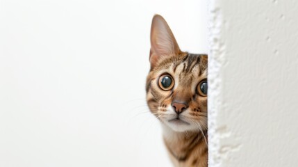 Bengal cat peeking corner 2