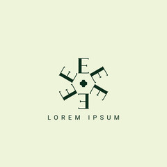 Fototapeta premium EE Letter Logo Design Vector Template. Alphabet Initial Letter EE Logo Design With Glossy Reflection Business Illustration