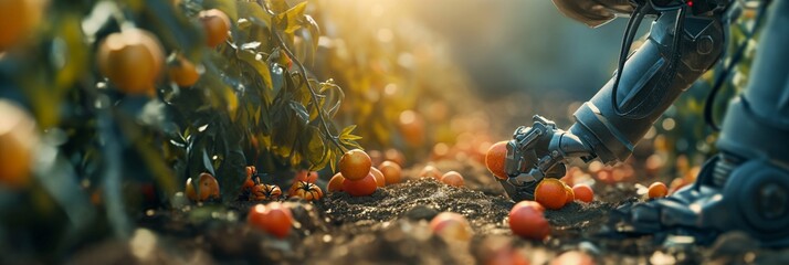 Futuristic Farming, Robotic Arm Tending to Lush Green Lettuce in a High-Tech Vertical Indoor Farm. Smart robotic in agriculture futuristic concept. 