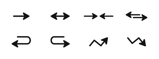 Collection of black vector arrows. Pointer cursor vector icon. Modern simple arrows. Isolated black arrow icon in vector design style
