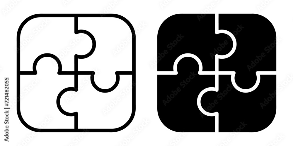 Poster ofvs523 outlinefilledvectorsign ofvs - puzzle vector icon . jigsaw puzzle with 4 pieces . isolated t