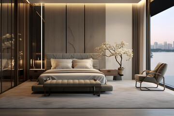 Zen inspired bedroom with Tranquil Indoor Gardens