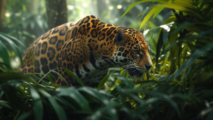 Jungle Jaunt: A Powerful Jaguar Prowling in the Dense Jungle