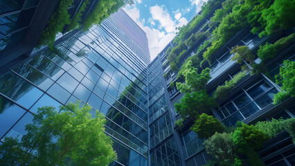 Eco-Futurism: Modern Glass Building Amidst a Verdant Oasis