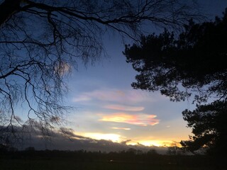 Nacreous or polar stratospheric cloud in North Yorkshire, England, United Kingdom