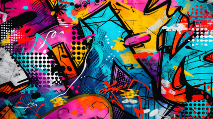 Obraz premium Backdrop of urban graffiti painting on a city wall