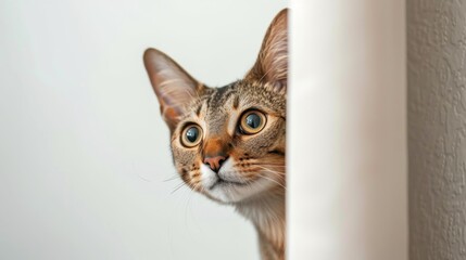 Oriental Shorthair cat peeking around corner 3
