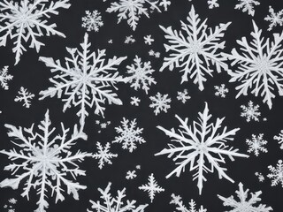 Naklejka na ściany i meble Snowflake texture on a black background