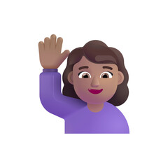  Woman Raising Hand: Medium Skin Tone