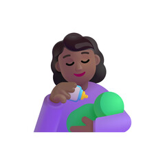 Woman Feeding Baby: Medium-Dark Skin Tone