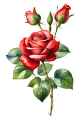 A simple gorgeous elegant red rose branch