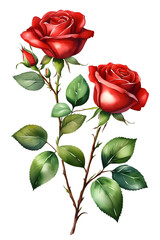 Obraz premium A simple gorgeous elegant red rose branch