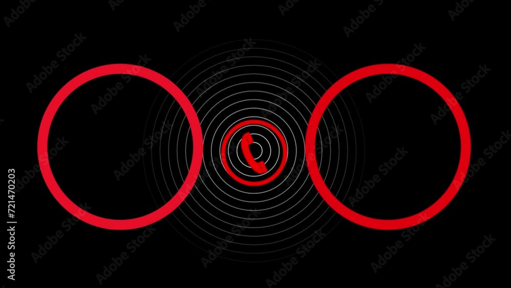 Wall mural calling video element with call icon and radio wave network signal animation
