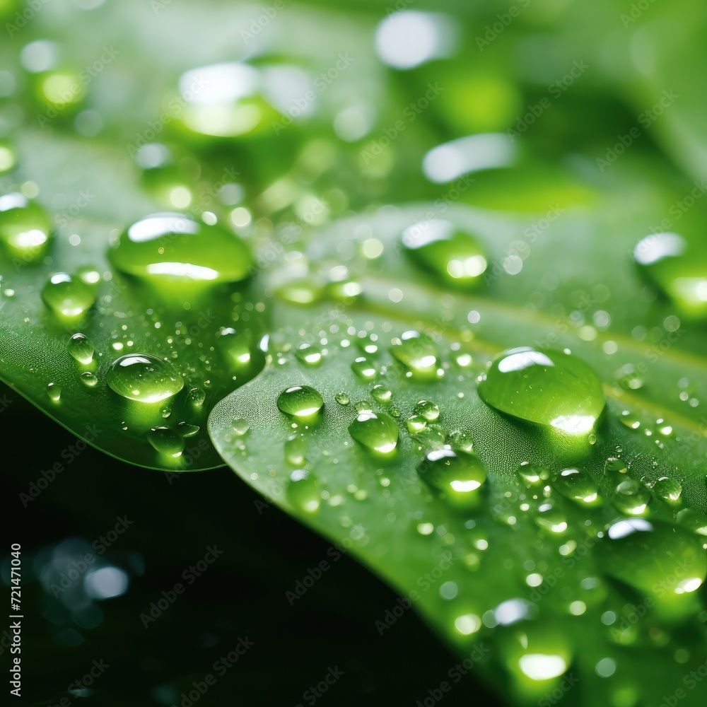 Wall mural green abstract background with water drops. generative ai.