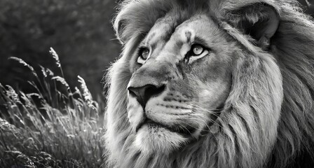 Ai generated Lion Monochrome colors ,close up shot