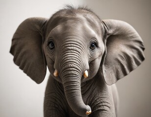 Funny Adorable Baby Elephant in Big Eye Glasses, Radiating Pure Joy and Endearing Charm – A Heartwarming Snapshot of Playful Innocence