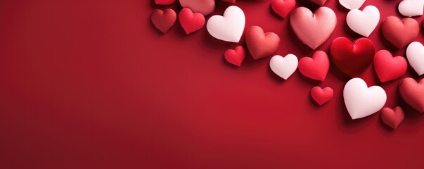 Valentine background with cute red hearts. Generative AI.