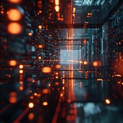 Fototapeta premium A dynamic scene of a supercomputer powering up